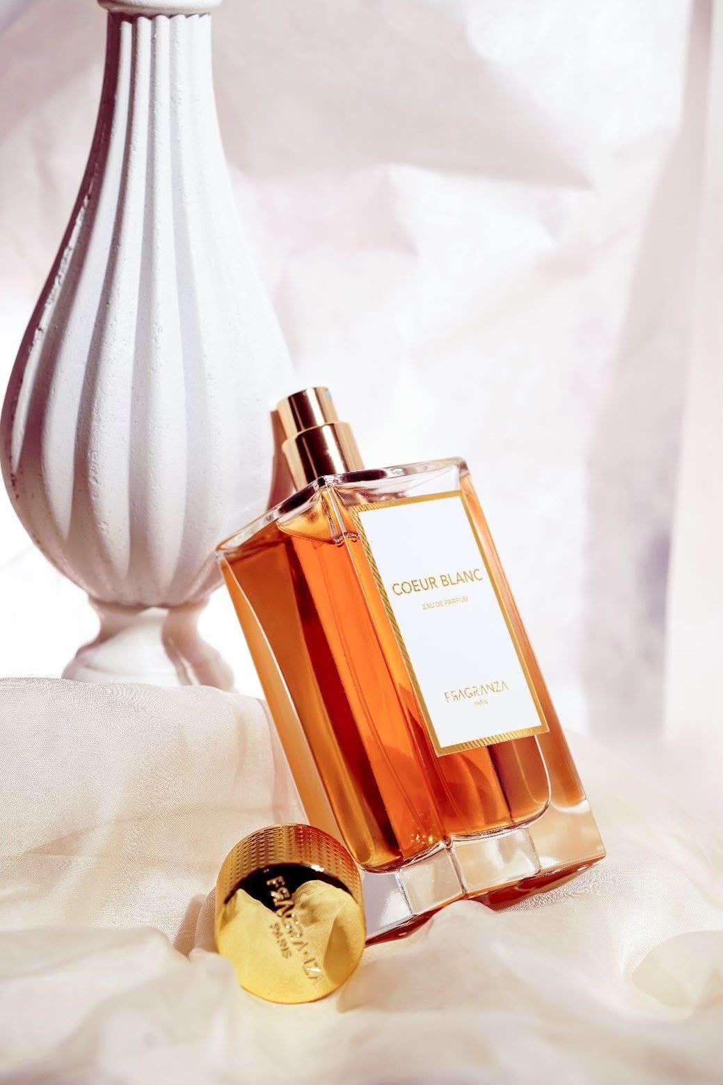 Flacon du parfum Cœur Blanc par Maison Fragranza Paris, famille olfactive musquée florale poudrée